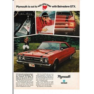 Vintage Plymouth Auto‎ Magazine Print Advertisement Color 1967
